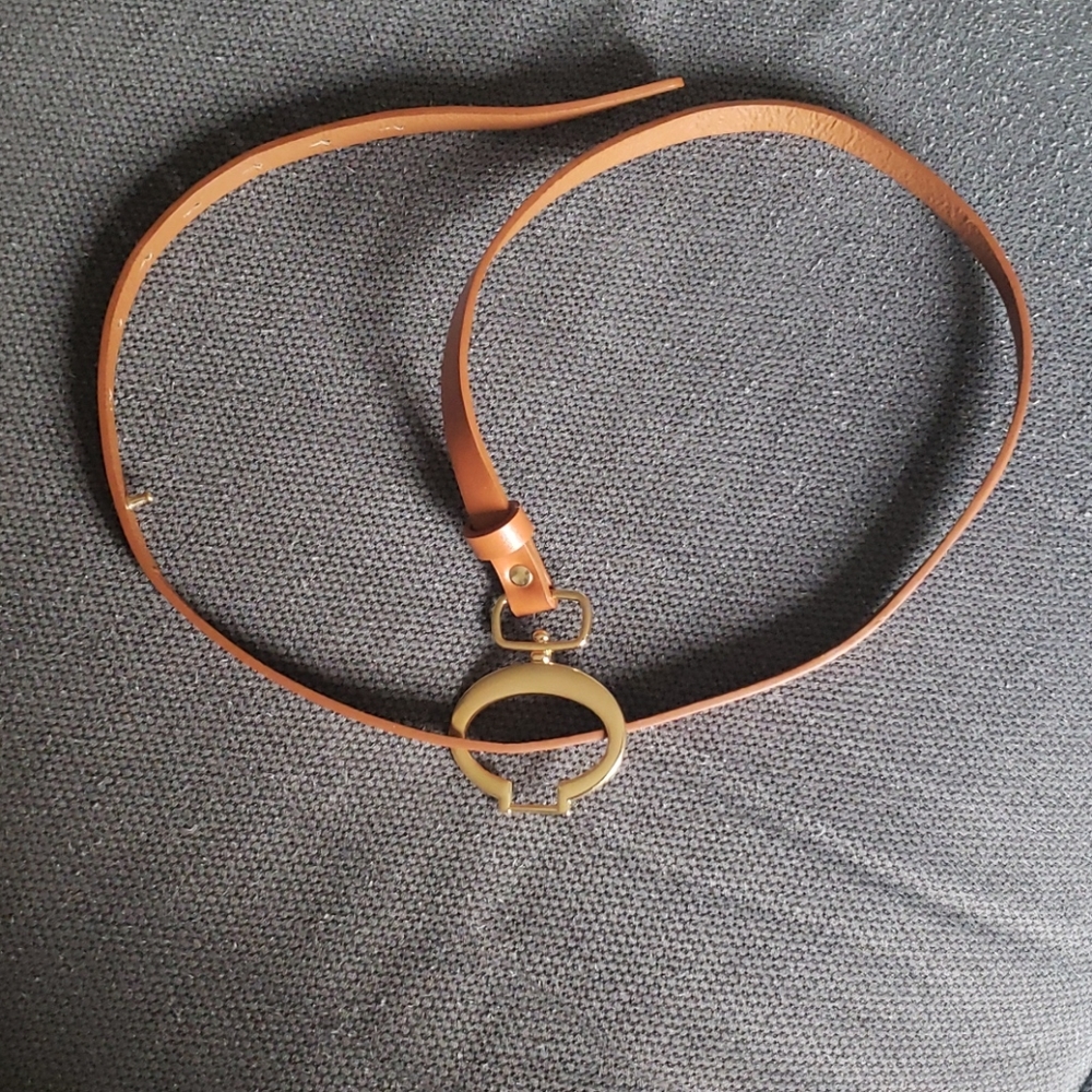 Brown faux leather fashion belt